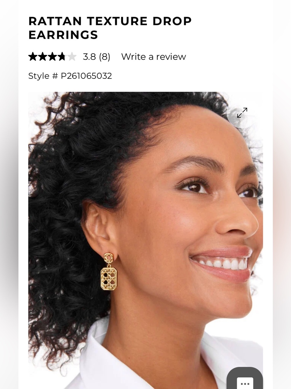 Talbots Gold Rattan Texture Drop Earrings - Picture 2 of 7